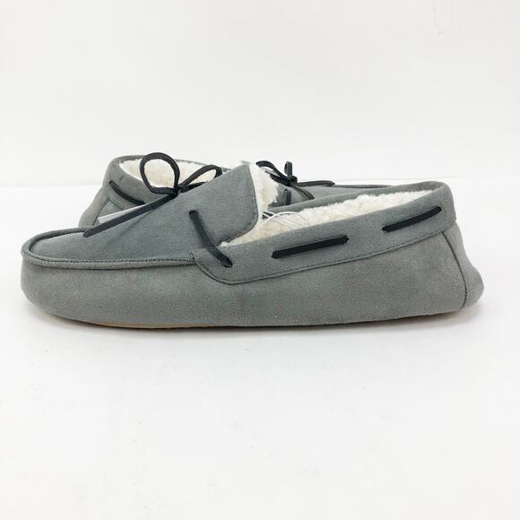 Nordstrom Rack Mens Bonfire Moccasin Slippers XL 13-14 Gray Faux Sherpa NWT - Picture 5 of 9